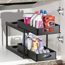 Under Sink Organizer Adjustable 2-Tier with Sliding Drawers