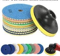 MTFun 10Pcs Diamond Polishing Pads Set 4 inch Wet Polishing Pads + Backing Pad for Granite Marble Stone Ceramic Tile Concrete