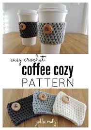 Keep your tea or coffee as lovely and warm as the soup dragon's soup! Crochet Coffee Cozy Pattern Just Be Crafty