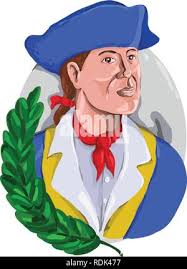 graphic design illustration of an American revolutionary soldier with rifle  flag with wording text armed with pride in circle Stock Vector Image & Art 