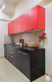 Black And Grey Combination Kitchen Design Modular Kitchen In Pop Colors Black Red And A Beige Backsplash To Offset It Modularkitche Kitchen Design Software Black Kitchen Decor Small Kitchen Decor