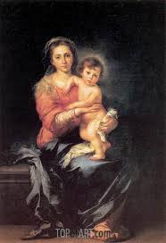 This iconic image of the madonna and child, seen throughout the history of western art, holds significant value in terms of stylistic innovations of religious subject matter that would continue to evolve for centuries. The Madonna And Child Murillo Painting Reproduction 3972 Topofart