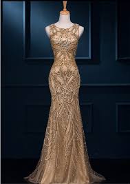 Mermaid O Neck Sleeveless Gold Color Open Back Red Color Tulle Embroidery Applique Back Long Name Brand Evening Dress In Prom Dresses Long Nice Dresses Gowns