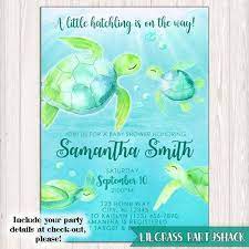 Sea Turtles Baby Shower Invitations Blue Green Boys Under The Etsy Turtle Baby Shower Ocean Baby Showers Turtle Baby Shower Invitations