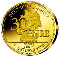 Deutsche goldmünzen deutschland prägte in den jahren 1871 bis 1915 reichsgoldmünzen, im jahre 2001 zum andenken an den währungswechsel einmalig eine 1 dm goldmark, und seit dem jahre 2002 jährlich goldeuros als gedenkmünzen. Gold Gedenkpragung 30 Jahre Wiedervereinigung Dgg