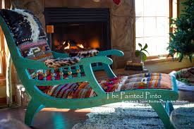 Boho Rustic Southwest Style Lounge Chair Cowhide Head Arm Rest With Turquoise Paint And Copper Detail One Of A Kind Tapestry Upholstery In 2020 Rustic Lounge Chair Southwestern Chairs Style Lounge
