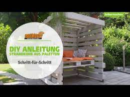 Vorbereitend wird eine der acht paletten in teile zerteilt. Strandkorb Aus Paletten Selber Bauen Globus Baumarkt Youtube