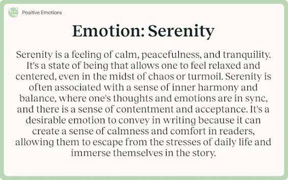 Emotion: Serenity.