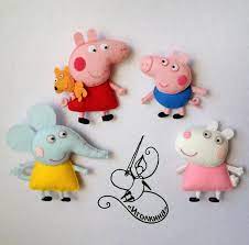 Peppa Pig Felt Peppa Pig With Teddy Bear Toy Princess Toy Etsy Peppa Pig Doll Diy Teddy Bear Pig Doll