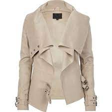 River Island Beige Leather Look Waterfall Jacket 64 Found On Polyvore Fashion Waterfall Jacket Clothes