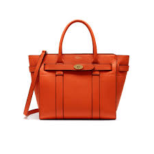 Mulberry Small Zipped Bayswater In Bright Orange Small Classic Grain Zipped Bayswater Small Zipped Bayswater Mulberry Handbags