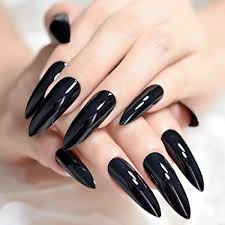 Un diseño que aportara un estilo de noche y un toque irreverente el color negro es mucho más que una simple tendencia de moda. Echiq Unas Postizas Extralargas Y Afiladas Color Negro Solido Con Puntas De Unas Ovaladas Stilettos Gel Uv Color Negro Brillante Acrilico Amazon Es Belleza