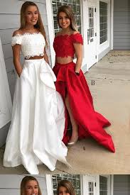 Prom Dresses Two Piece Long Sleeves Prom Dresses White Lace Prom Dresses Prom Dresses Whi Cute Prom Dresses Prom Dresses With Sleeves Prom Dresses For Teens