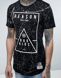 Reason Distressed T Shirt With Bleach Splat And Large Logo Print T Shirt Polo T Shirts Shirt Print Design