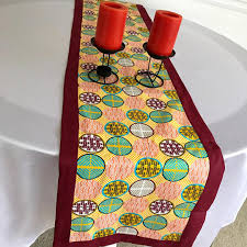 Ife African Print Table Runners Maroon Orange Green Printed Table Runner African Print Pillows African Home Decor