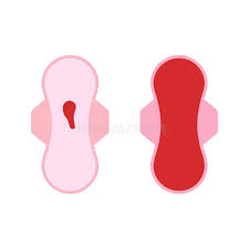 Illustration comparing light and heavy menstrual bleeding on sanitary pads
