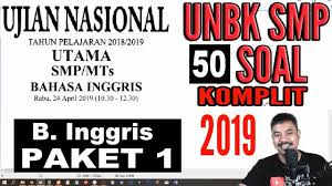 Pembahasan Unbk Bahasa Inggris Smp 2019 Paket 1 50 Soal Komplit Youtube