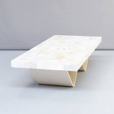 Mid century modern ceramic tile scandinavian coffee table, side table. 60s Bianco Carrara Tile Art Coffee Table 142040