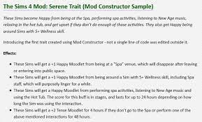 · next to experience level, select intermediate . Serene Trait Mod Constructor Sample At Zerbu Sims 4 Updates