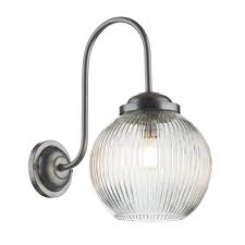 Edwardian wall lamps version v1.1. Edwardian Style Wall Light Antique Chrome Ribbed Glass Shade David Hunt
