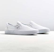Wear These All White Vans Slip Ons With No Socks And They Ll Look Great With Any Summer Look White Vans Shoes White Slip On Vans Mens Vans Shoes