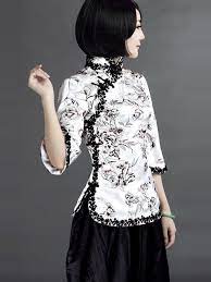 White Silk Qipao Top Chinese Blouse Chinese Style Dress Asian Dress Asian Outfits