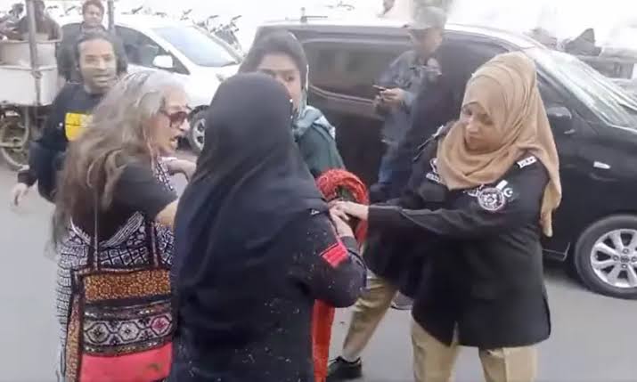 Police officials monitoring public demonstrations, AI generated