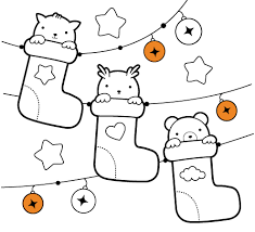 Christmas sock with teddy bear. Christmas Coloring Pages For Kids