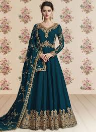 Buy new fancy designer gowns at royal anarkali upto 70% discount on top brands. Buy Teal Blue Embroidered Anarkali Suit Party Wear Embroidered Anarkali Suit Online Shopping Slscc8194n