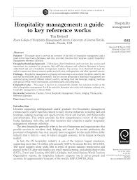 Hospitality management: a guide to key reference works