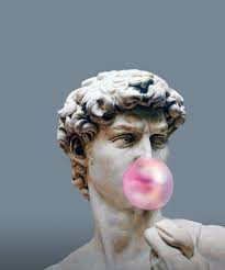 Hasta que Miguel Ángel esculpió El David, nadie se había atrevido a tanto.  Luego se transformó en ícono pop tan sólo con un chicle. Siempre es la  actitud. #artepop