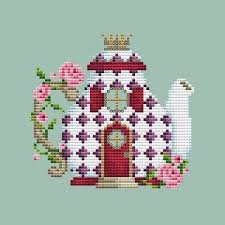 Cross stitch pattern candlewicking, kits, cross stitch, tapestry, free designs sampler from terra cotta. Shannon Christine Designs Tea Pot House Cross Stitch Pattern 123stitch