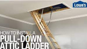 How To Install Pull Down Attic Stairs Attic Ladder Pull Down Attic Attic Stairs Diy