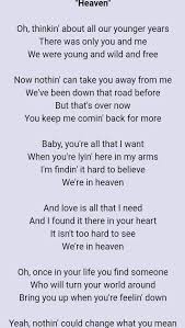 Heaven By Bryan Adams Favorite Lyrics Music Lyrics Songs Adams Song Lyrics