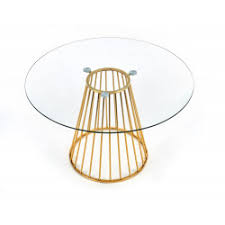Table à manger pied doré. Table Ronde 120cm Avec Plateau Verre Trempe Et Pieds Dores Cambridge