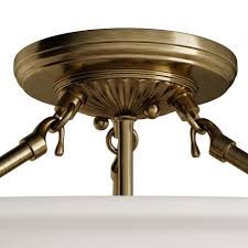 The canopy is made from metal and features subtle rivet details around the trim of the socket. Livex Lighting Oasis 3 Light Antique Brass Flush Mount 4273 01 The Home Depot