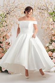 Discover 2021 tea length bridesmaid, bridal, mother of the bride dresses collection. 1950s Plus Sized Short Tea Length Wedding Dresses Plus Sized Wedding Dresses