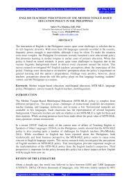 (subject/ focus) about the problems in grammar of the college students about the mother tongue about the 5 th annual asean english teachers conference ( invitation) about the ex. Pdf English Teachers Perceptions Of The Mother Tongue Based Education Policy In The Philippines