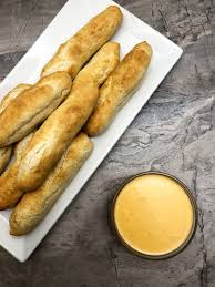 soft pretzel sticks with cheese dip