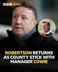 Don Cowie is to remain as Ross County manager following relegation from the  Scottish Premiership, while former boss John Robertson has been added to  the coaching staff. #BBCFootball