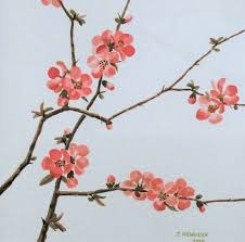 Not for sale in ca and azjapanese flowering quince bonsai tree flowering quince tree to brighten up your yard. Flowering Quince In Square Composition Painting By Judson Newbern Saatchi Art