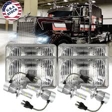 4PCS 4x6 LED Headlights With DRL For Kenworth W900 T400800 Peterbilt 357  379 | eBay
