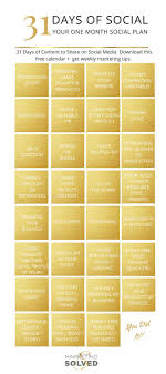 31 Days Of Social Media Content Content Calendar Social Media Challenges Social Media Social Media Content
