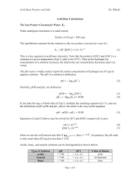 Equilibria of other reaction classes. Acid Base Info And Practice Problems