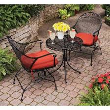 Now that your outdoor eating area is anchored with a table, it's time to find a coordinating seating option. 3 Piece Outdoor Bistro Set Patio Metal Table Chairs Cushions