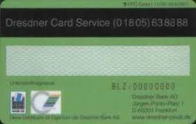 In deutschland hat die iban 22 stellen. Bankkarte Dresdner Bank Dresdner Bank Deutschland Bundesrepublik Col De Ms 0007 01