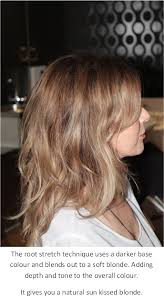The Root Stretch Technique Uses A Darker Base Colour And Blends Out To A Soft Blonde Adding Depth And Tone To The Overall Co Soft Blonde Great Hair Hair Color