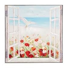 Window Lookout On Sunny Beach Day Wall Art Wall Art Window Painting Painting