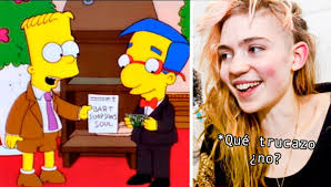Grimes copia "obra de arte" de Bart Simpson y quiere 10 millones por ella
