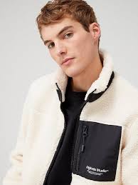 Mens cream fleece sales jacket